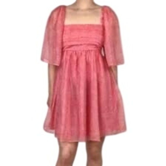 Abercrombie & Fitch Dresses & Skirts - ABERCROMBIE & FITCH Emerson Angel Sleeve Mini Babydoll Dress Pink Floral, Medium